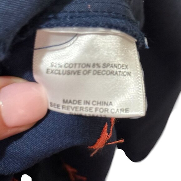 ModCloth Womens Embroidered Navy Pants With Pink Umbrella Pattern Size 24 - Picture 7 of 7